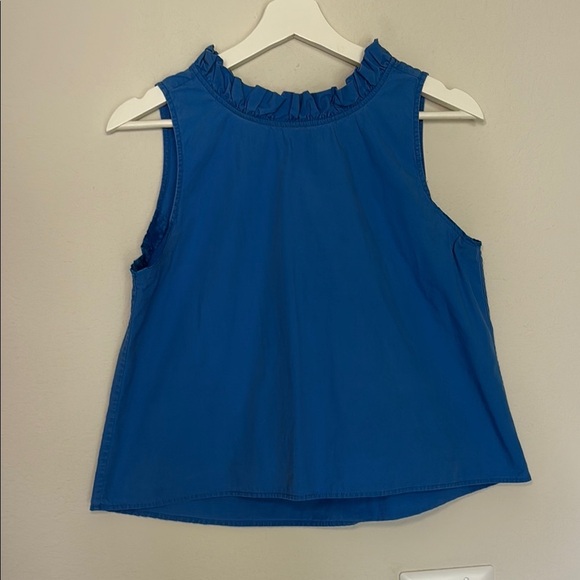 HD in Paris Blue Sleeveless Ruffle Neck Blouse Top size 0 - Picture 1 of 5